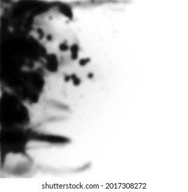 Abstract black halftone dotted smudge. Vector illustration.