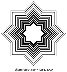 Abstract black halftone element, linear star isolated on white background. Geometric element. Vector illustration.