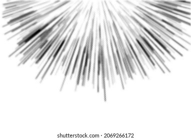 Abstract black halftone half of star or sun rays. Vector illustration.