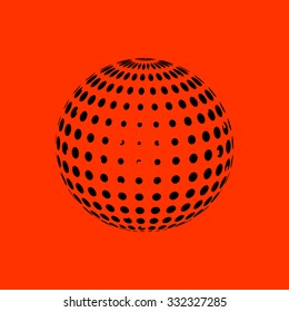 Abstract black halftone, orange background illustration. Light-box 