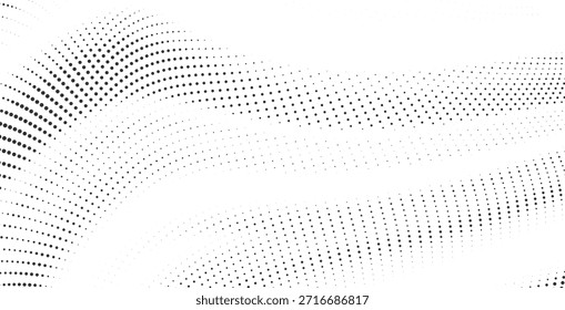 Fondo de onda de semitono negro Abstractas con curvas de puntos lisos Ilustración vectorial