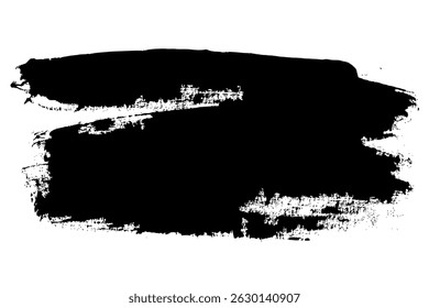 Traço de pincel de tinta Grunge desenhado à mão preta abstrata. Linha de pincel criativo com bordas ásperas. Mancha para cenários. Bordas de linha de doodle à mão livre. Manchas pretas