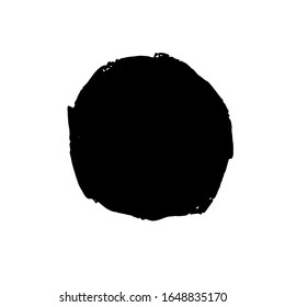 Círculo de tinta dibujado a mano negra abstracta para el diseño de pancartas. Textura de brocha gruesa. Cartel, banner, plantilla de impresión. Ilustración del vector