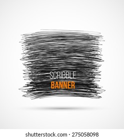 Abstract black hand-drawn scribble banner. Vector illustration