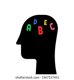 abstract black head like basic school education. flat simple trend modern brainpower logotype graphic design isolated on white. concept of primary schooling for children or learning foreign languages