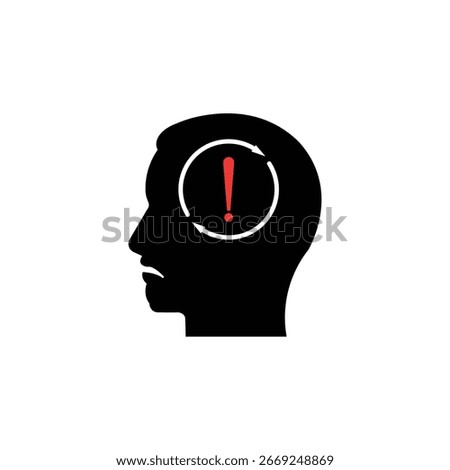 abstract black head like panic or a desperate situation. concept of daily routine or altered consciousness. flat trend modern bad option logotype