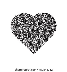 Abstract black heart consisting of dots. Heart of particles. Vector illustration.