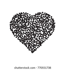 Abstract black heart consisting of dots. Heart of particles. Vector illustration.