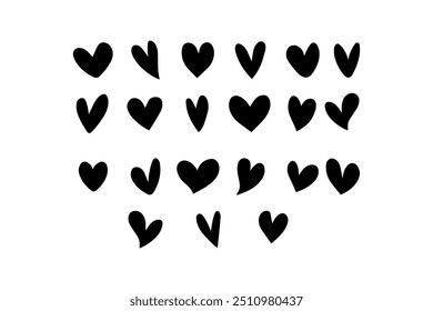 Abstract black heart pattern on white background. Vector icon design.
