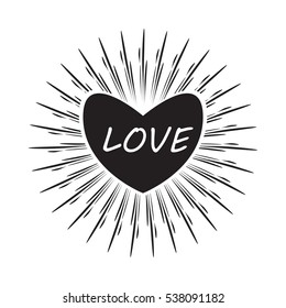 Abstract of black heart shape. Flat design.