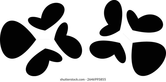 Abstract black heart shapes pattern design