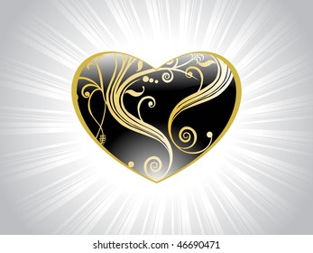 abstract black heart with swirl design