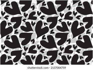 Abstract black hearts seamless pattern.Repeated hearts,Vector illustration isolated on a white background.