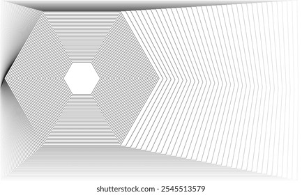 Abstract black hexagon lines on white background. Geometric line art design for poster, brochure, cover, website, banner