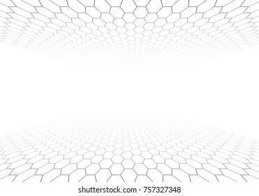 Abstract black hexagon mesh perspective on white background modern futuristic vector illustration.