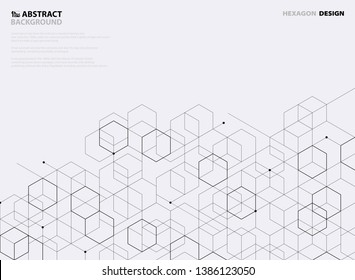 Abstract black hexagon pattern design on white background. You can use for cover design, business template, artwork, tech print, annual report. illustration vector eps10