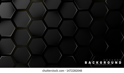 Abstract black hexagon pattern on a technology style of neon gradient background. Honeycomb. Vector illustration