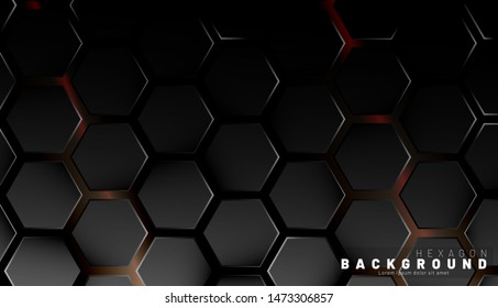 Abstract black hexagon pattern on a technology style of neon gradient background. Honeycomb. Vector illustration
