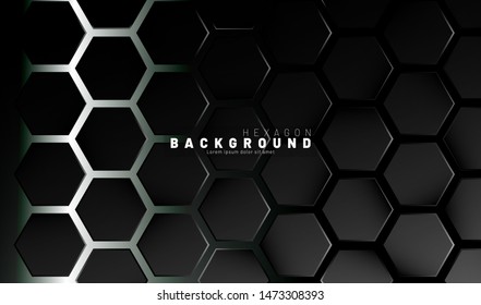 Abstract black hexagon pattern on a technology style of neon gradient background. Honeycomb. Vector illustration