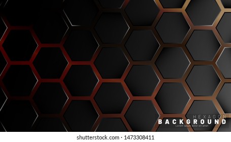 Abstract black hexagon pattern on a technology style of neon gradient background. Honeycomb. Vector illustration