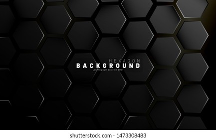 Abstract black hexagon pattern on a technology style of neon gradient background. Honeycomb. Vector illustration
