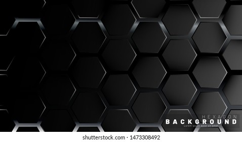 Abstract black hexagon pattern on a technology style of neon gradient background. Honeycomb. Vector illustration