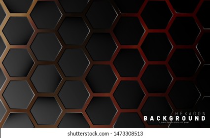 Abstract black hexagon pattern on a technology style of neon gradient background. Honeycomb. Vector illustration