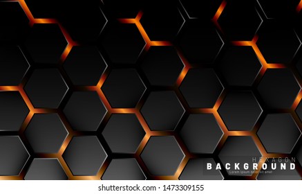 Abstract black hexagon pattern on a technology style of neon gradient background. Honeycomb. Vector illustration