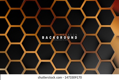 Abstract black hexagon pattern on a technology style of neon gradient background. Honeycomb. Vector illustration