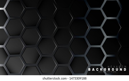 Abstract black hexagon pattern on a technology style of neon gradient background. Honeycomb. Vector illustration