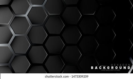 Abstract black hexagon pattern on a technology style of neon gradient background. Honeycomb. Vector illustration