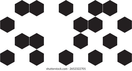 Abstract black hexagon pattern on white background. Geometric tessellation creating a modern, minimalist, and technological texture or wallpaper