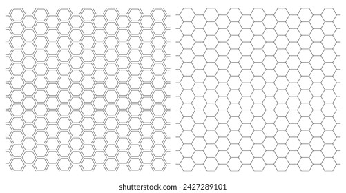 Abstract black hexagon technology, or honeycomb pattern with editable strokes isolated on a white background. Geometric shape elements for presentation design. Suit for corporate, technology, business