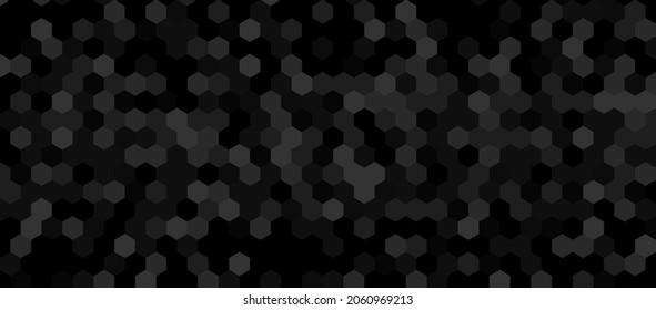 Abstract black hexagon tile background. Vector illustration.