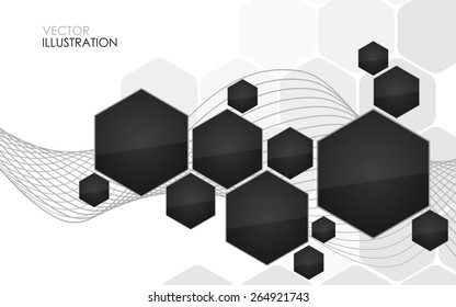 Abstract black hexagon. Vector Illustration. Clip-art