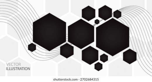 Hexágono negro abstrato. Ilustração de vetor. Clip-art