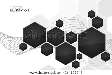 Abstract black hexagon. Vector Illustration. Clip-art