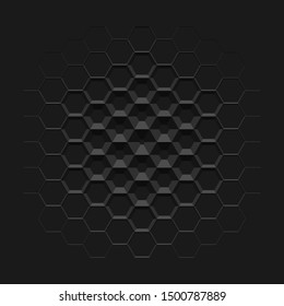 Abstract black hexagonal wall background