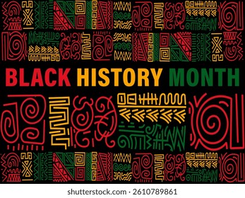 abstract black history month background with hand drawn pattern