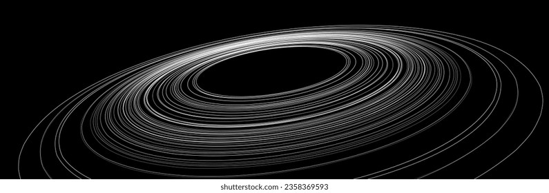 Abstract Black Hole Background. Concentric Circle Rings in Space. Universe and Starry Concept. Minimal Art Style Vector Space Illustration.