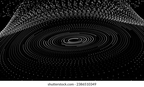 Abstract Black Hole Background. Concentric Circle Rings Vortex in Space. Universe and Starry Concept. Minimal Art Style Vector Space Illustration.