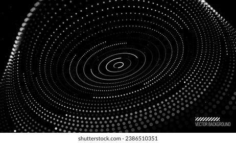 Abstract Black Hole Background. Concentric Circle Rings Vortex in Space. Universe and Starry Concept. Minimal Art Style Vector Space Illustration.