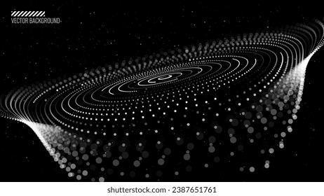 Abstract Black Hole Background. Concentric Circle Rings Vortex in Space. Universe and Starry Concept. Minimal Art Style Vector Space Illustration.