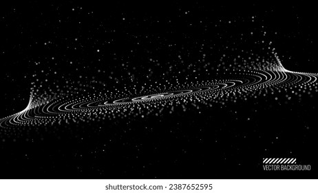 Abstract Black Hole Background. Concentric Circle Rings Vortex in Space. Universe and Starry Concept. Minimal Art Style Vector Space Illustration.