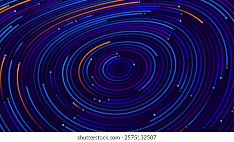 Abstract Black Hole Background. Concentric Circle Rings in Space. Universe and Starry Concept. Minimal Art Style Vector Space Illustration.