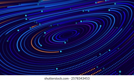 Abstract Black Hole Background. Concentric Circle Rings in Space. Universe and Starry Concept. Minimal Art Style Vector Space Illustration.