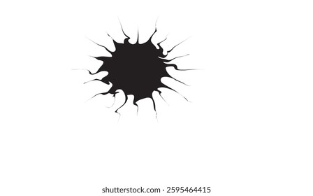 Abstract black hole design with radiating spikes on white background evoking minimalist concept art or a powerful cosmic event visual effect design