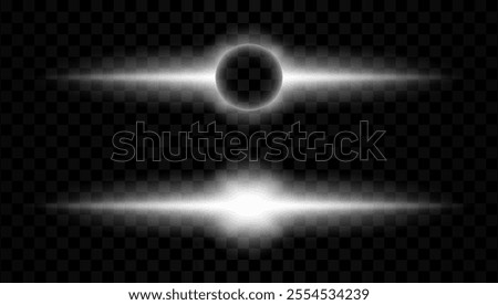 Abstract black hole or light flash with white frame and bright beam
