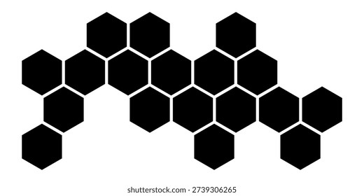 Abstract black honeycomb hexagon pattern forming a modern geometric background design element illustration on white