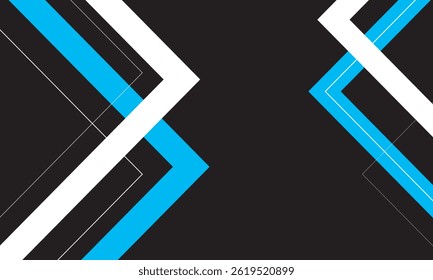 Abstract black horizontal banner background with blue and white lines. Eps10 vector